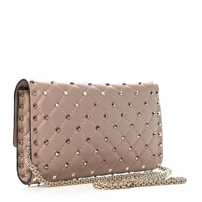 Valentino Garavani Lambskin Rockstud Spike Wallet on Chain Poudre 2 of 7