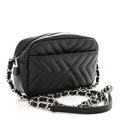 Chanel Calfskin Diagonal Chevron Quilted Tassel Camera Case Black 3 of 10