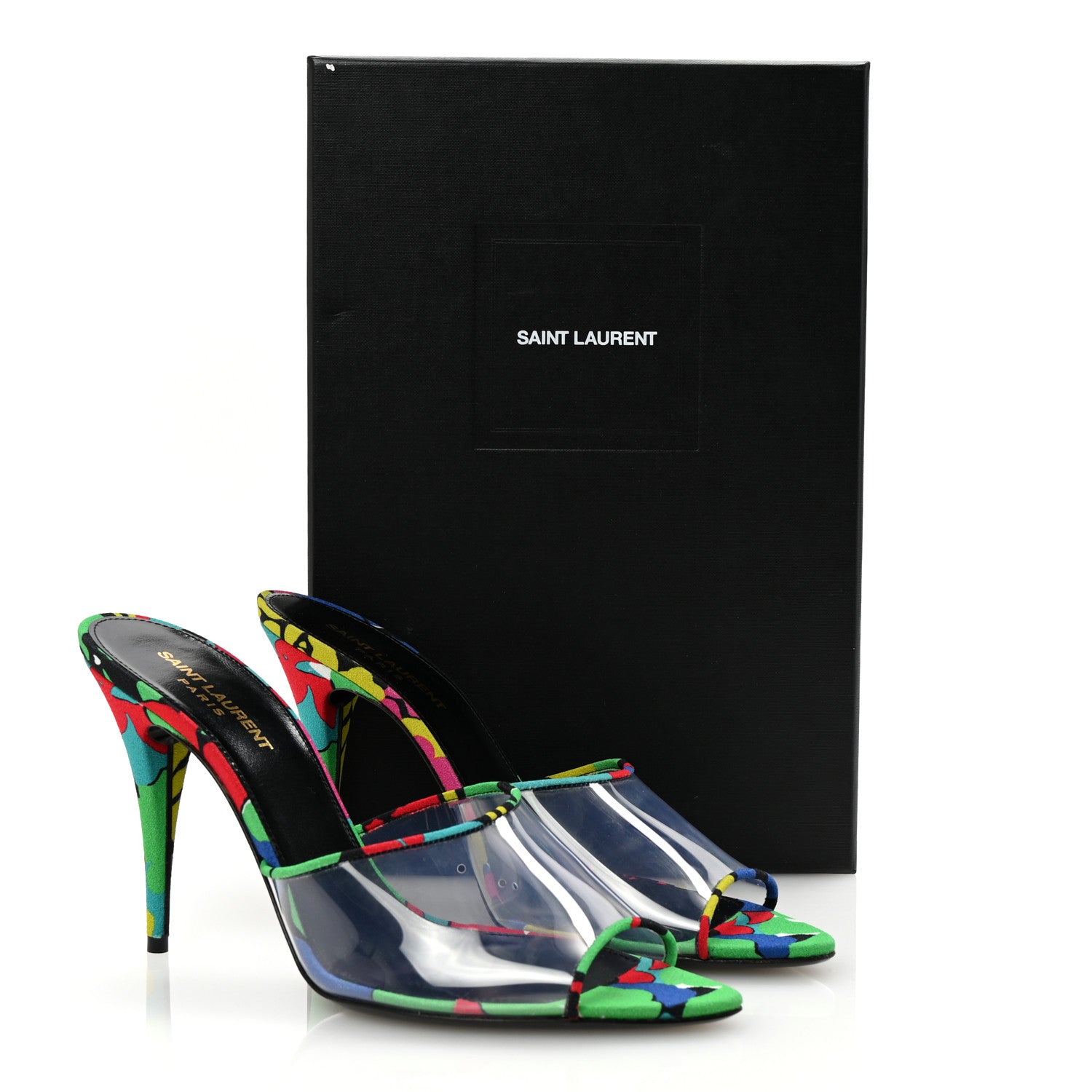 Saint Laurent Transparent Ibiza Flower Gippy 95 Mule Sandals 40 Multicolor 9 of 9