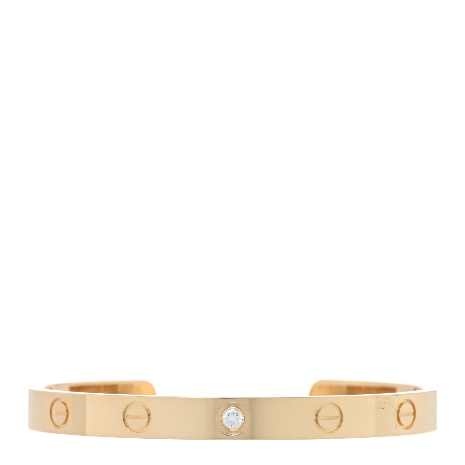 Cartier 18K Yellow Gold 1 Diamond LOVE Cuff Bracelet 17 1 of 3