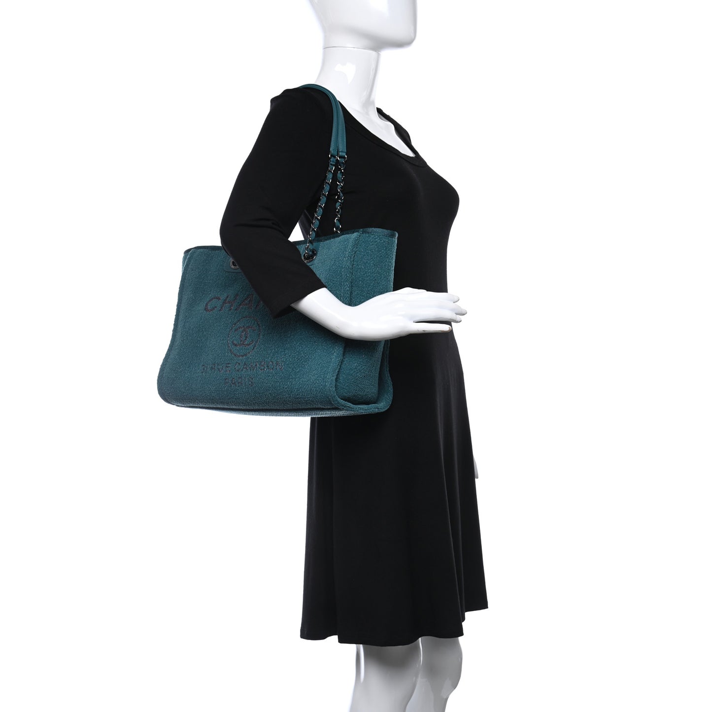 Lurex Boucle Small Deauville Tote Turquoise