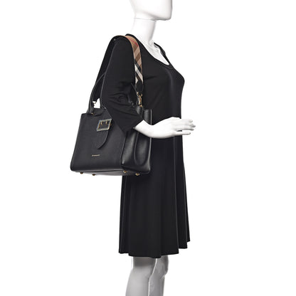 Burberry Soft Grain Calfskin Medium Buckle Tote Black 2 of 15