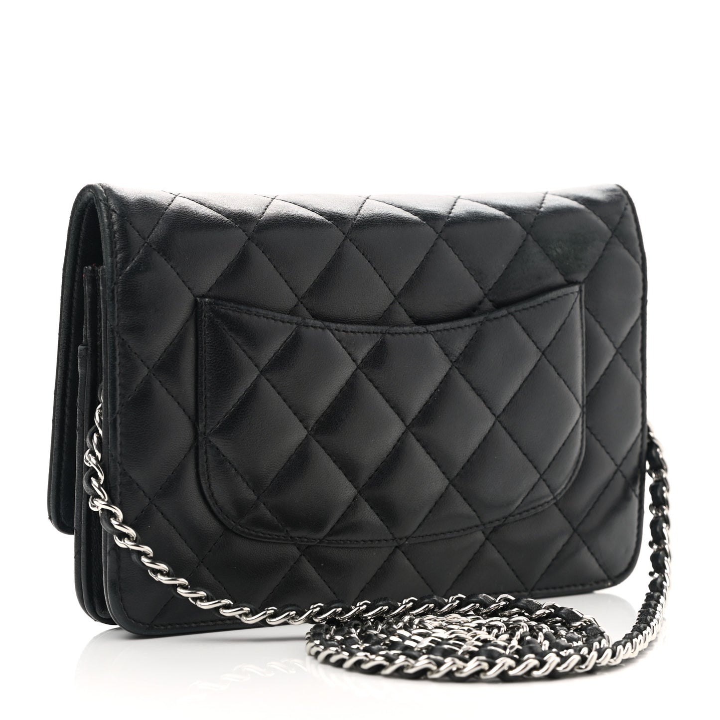 Lambskin Quilted Wallet On Chain WOC Black