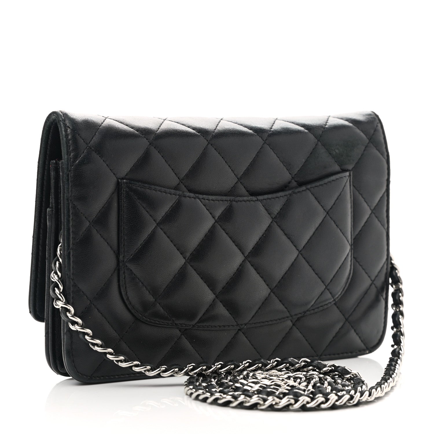 Chanel Lambskin Quilted Wallet On Chain WOC Black 3 of 13