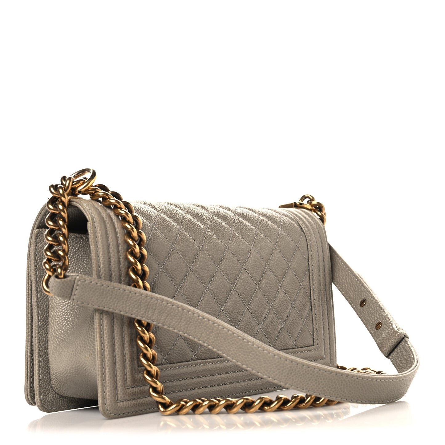 Caviar Quilted Medium Boy Flap Grey