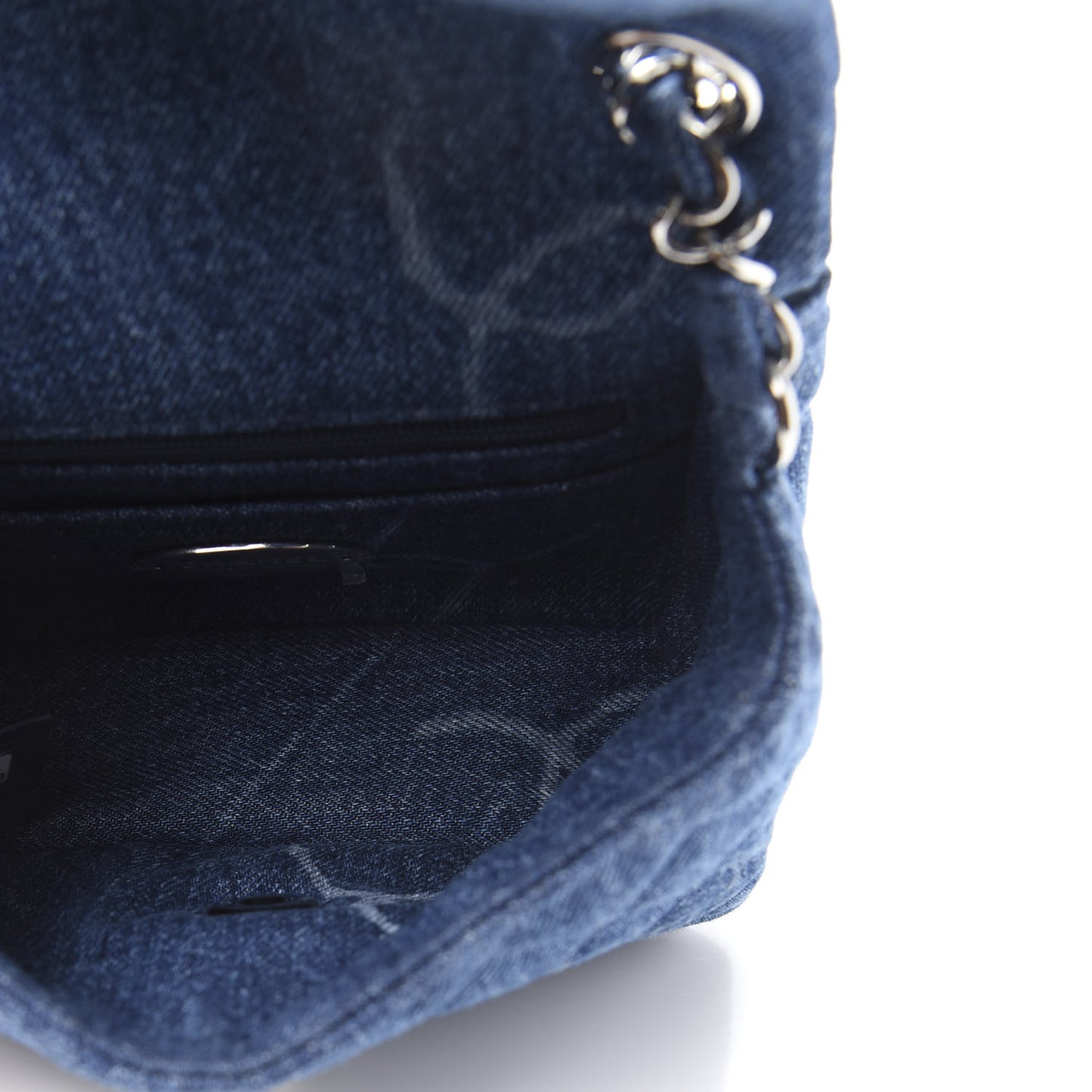 Denim CC Quilted Mini Square Flap Blue