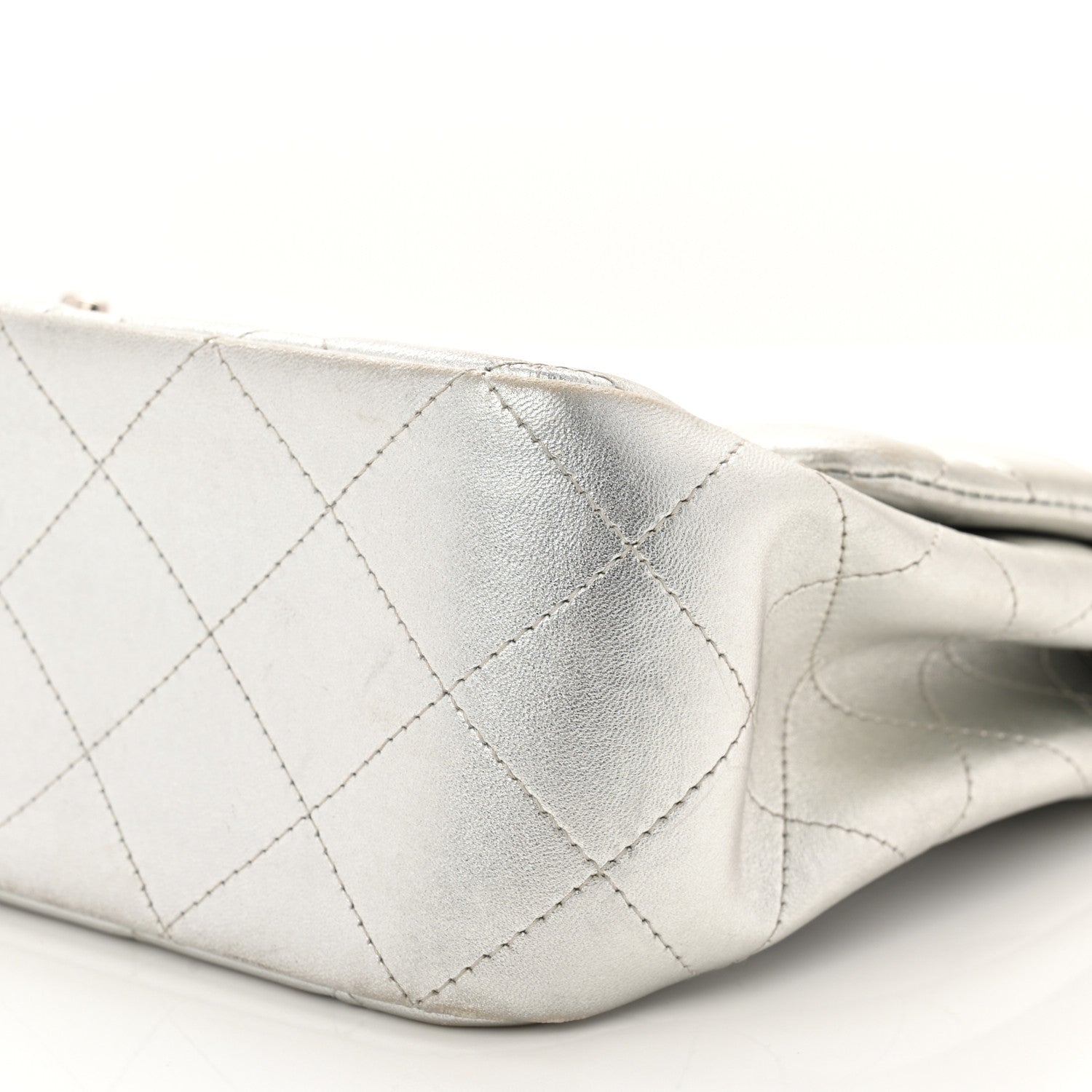 Chanel Metallic Lambskin Quilted Jumbo Single Flap Silver 10 of 11