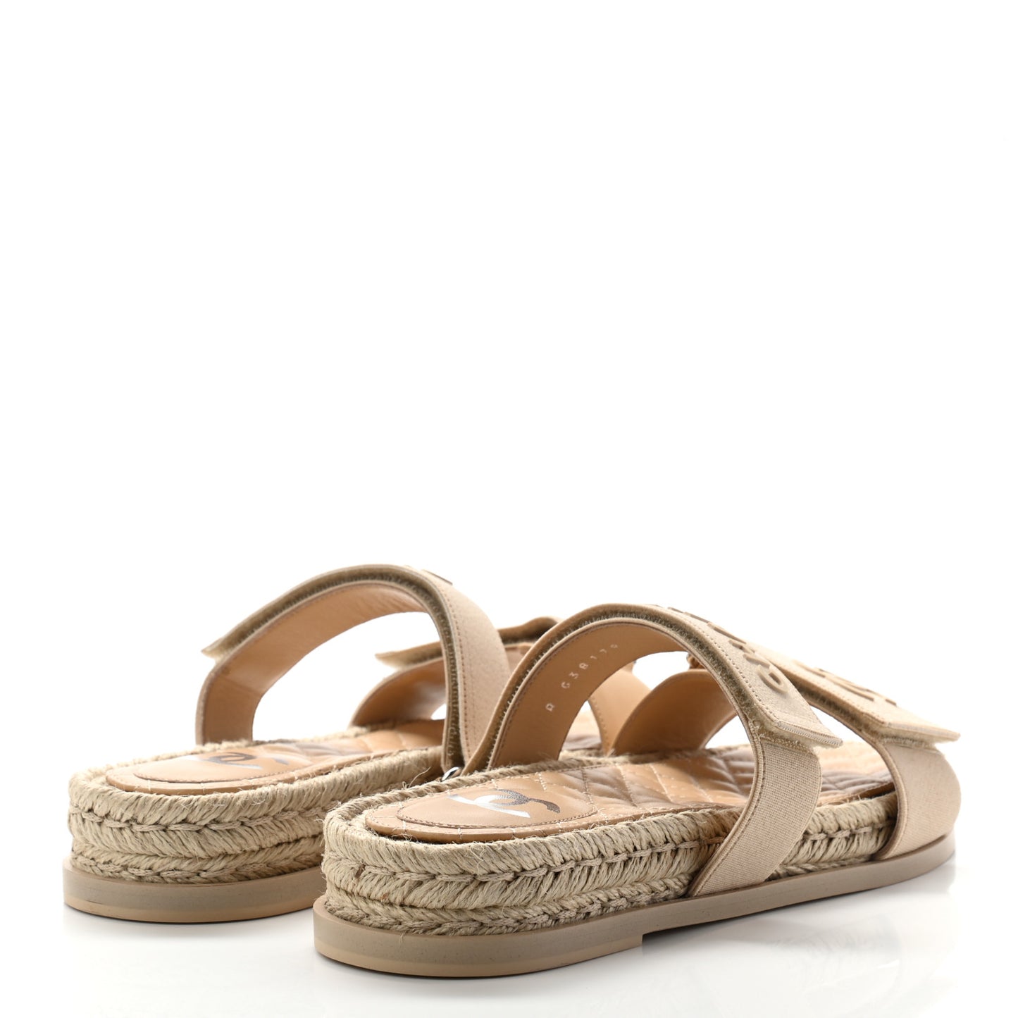 Grosgrain Lambskin Elastic Flat Mules 38 Beige