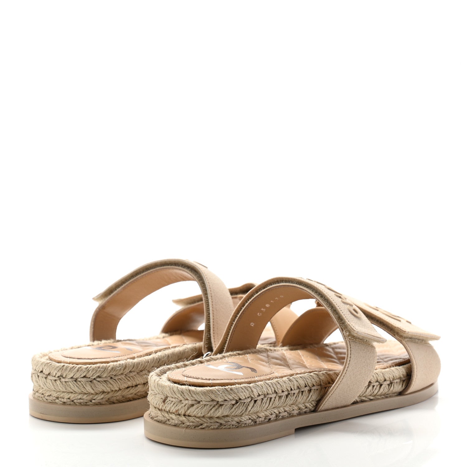 Chanel Grosgrain Lambskin Elastic Flat Mules 38 Beige 4 of 9