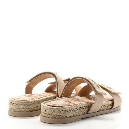 Chanel Grosgrain Lambskin Elastic Flat Mules 38 Beige 4 of 9