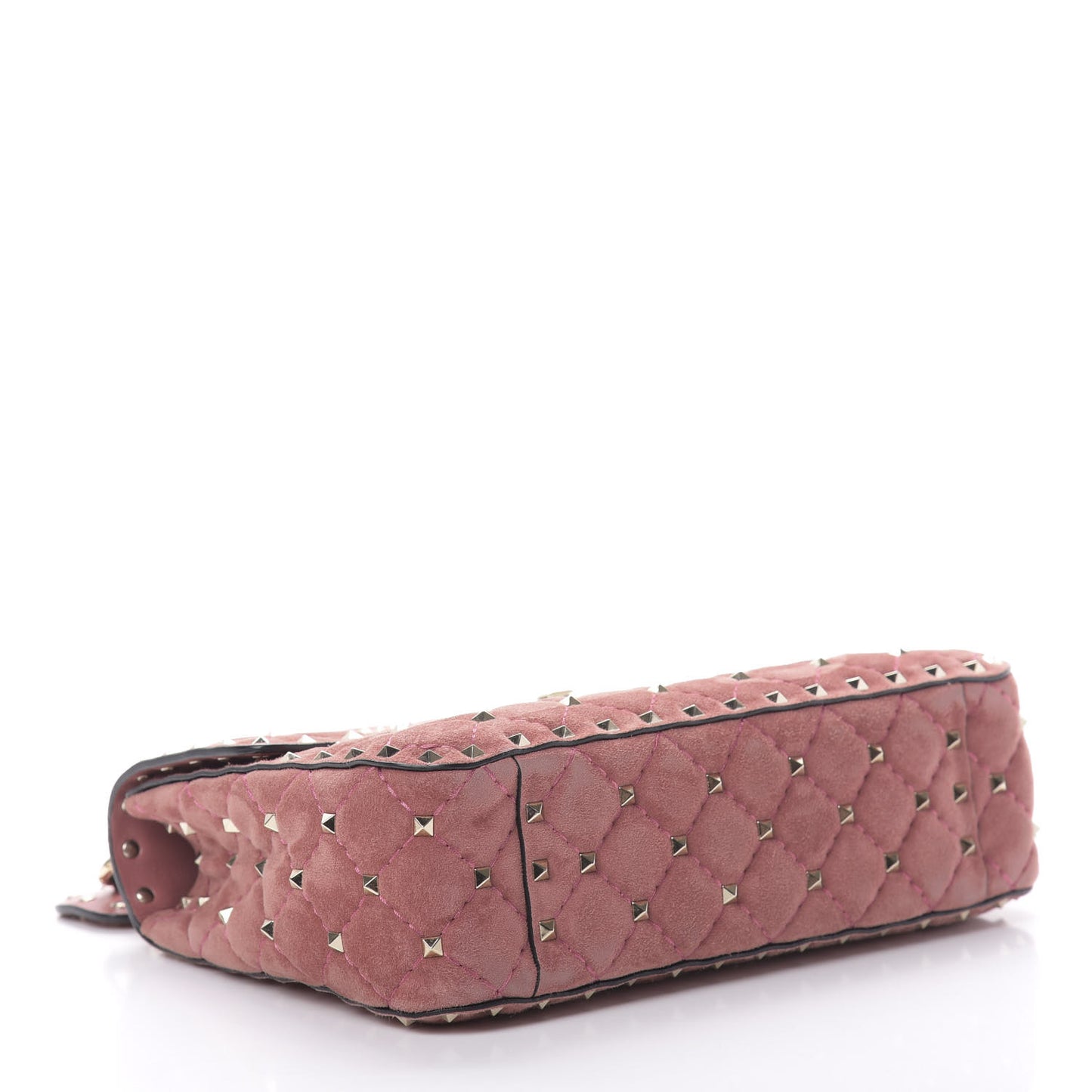 Suede Medium Rockstud Spike Shoulder Bag Antico Rosa