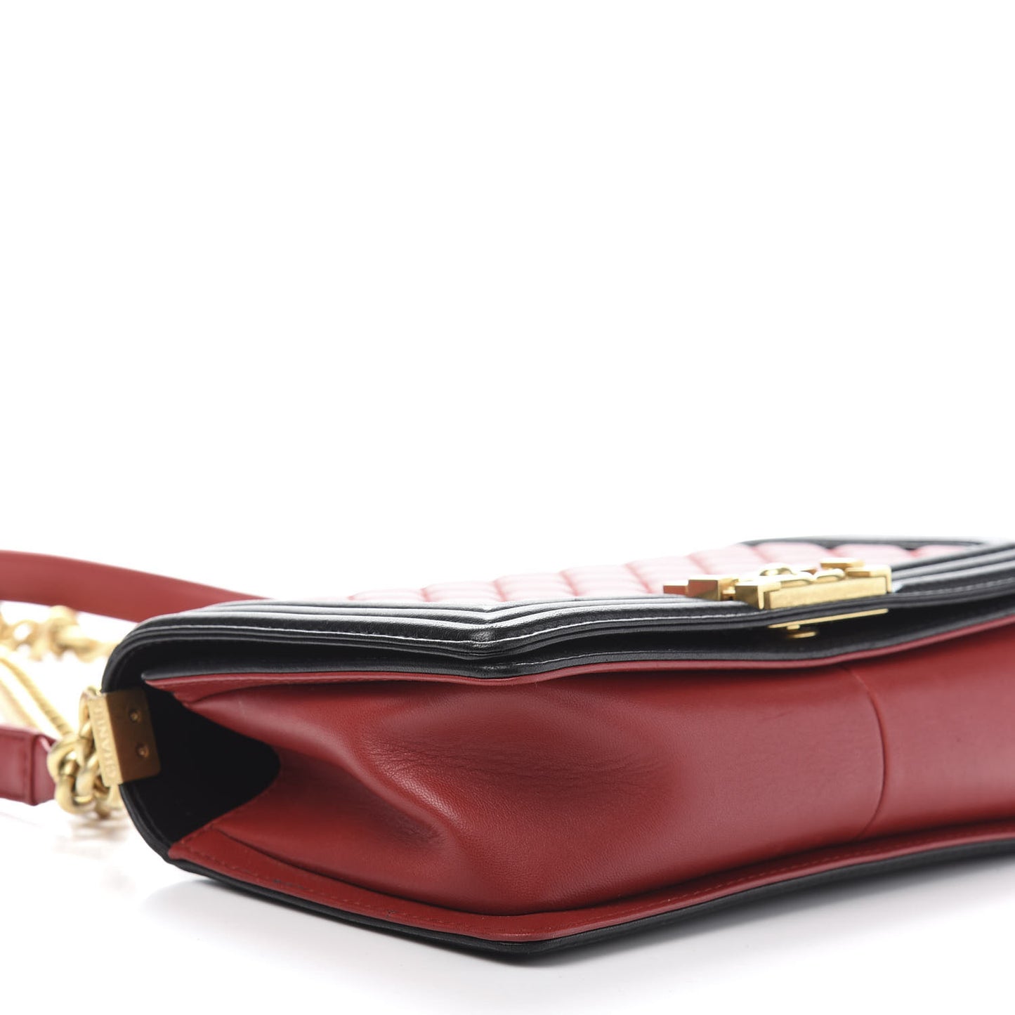 Lambskin Quilted Medium Boy Flap Red Black