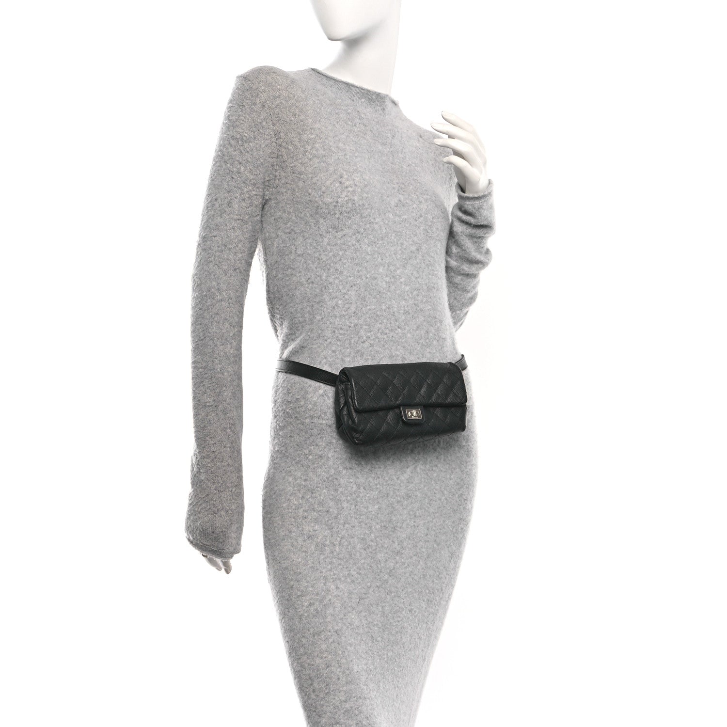 Chanel Grained Calfskin Quilted 2.55 Reissue Flap Belt Bag. Clutch Black 2 of 10