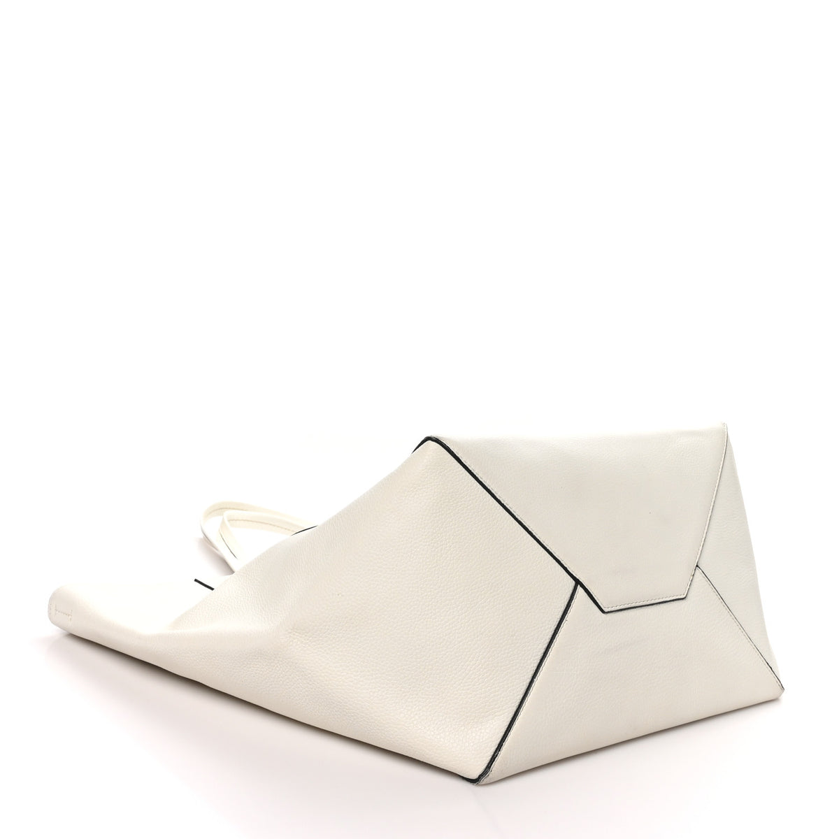 Grained Calfskin Medium Horizontal Cabas Phantom White