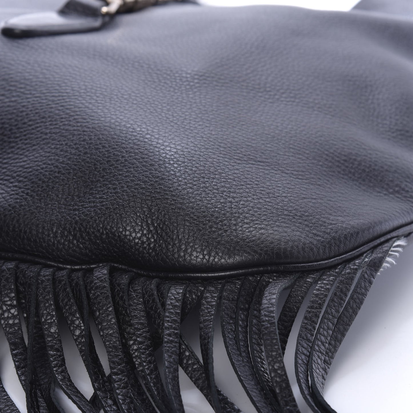 Calfskin Large New Jackie Nouveau Fringe Hobo Black