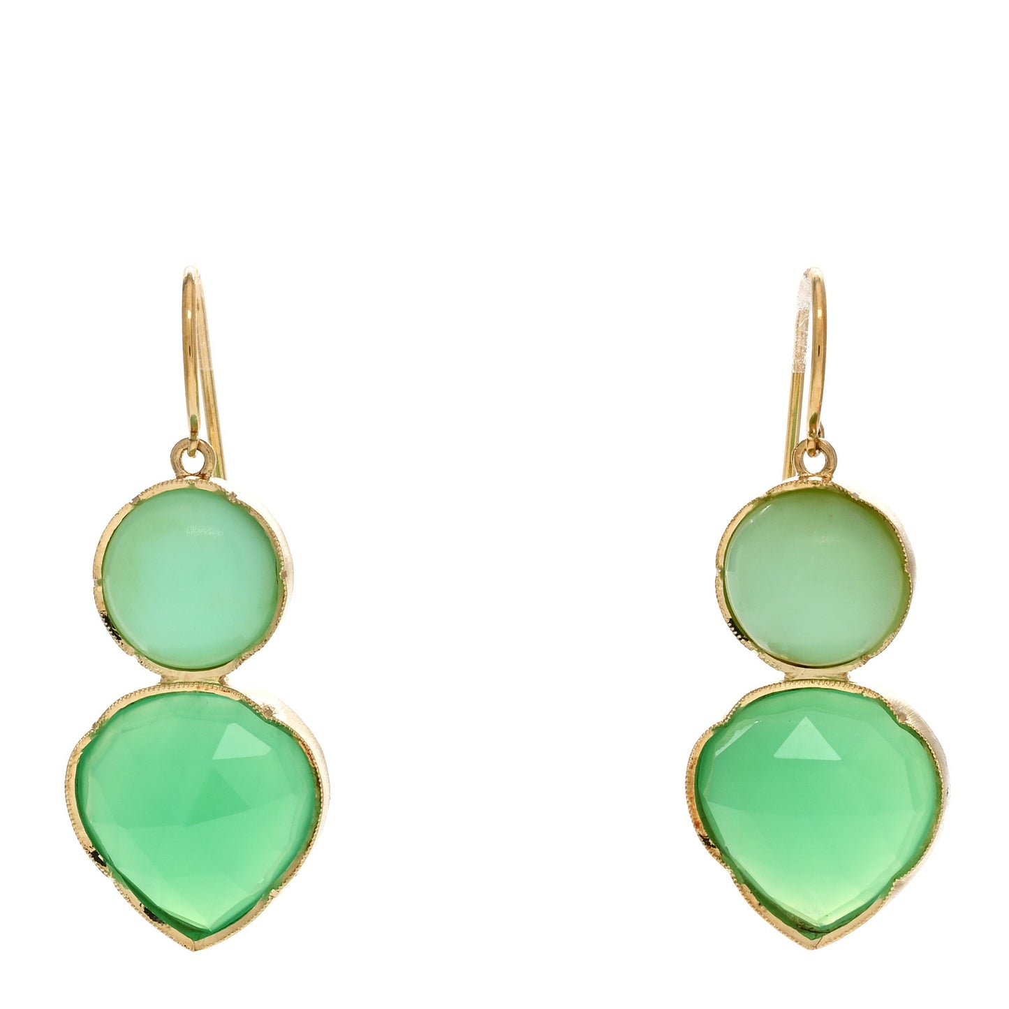 18K Yellow Gold Chrysoprase Drop Earrings