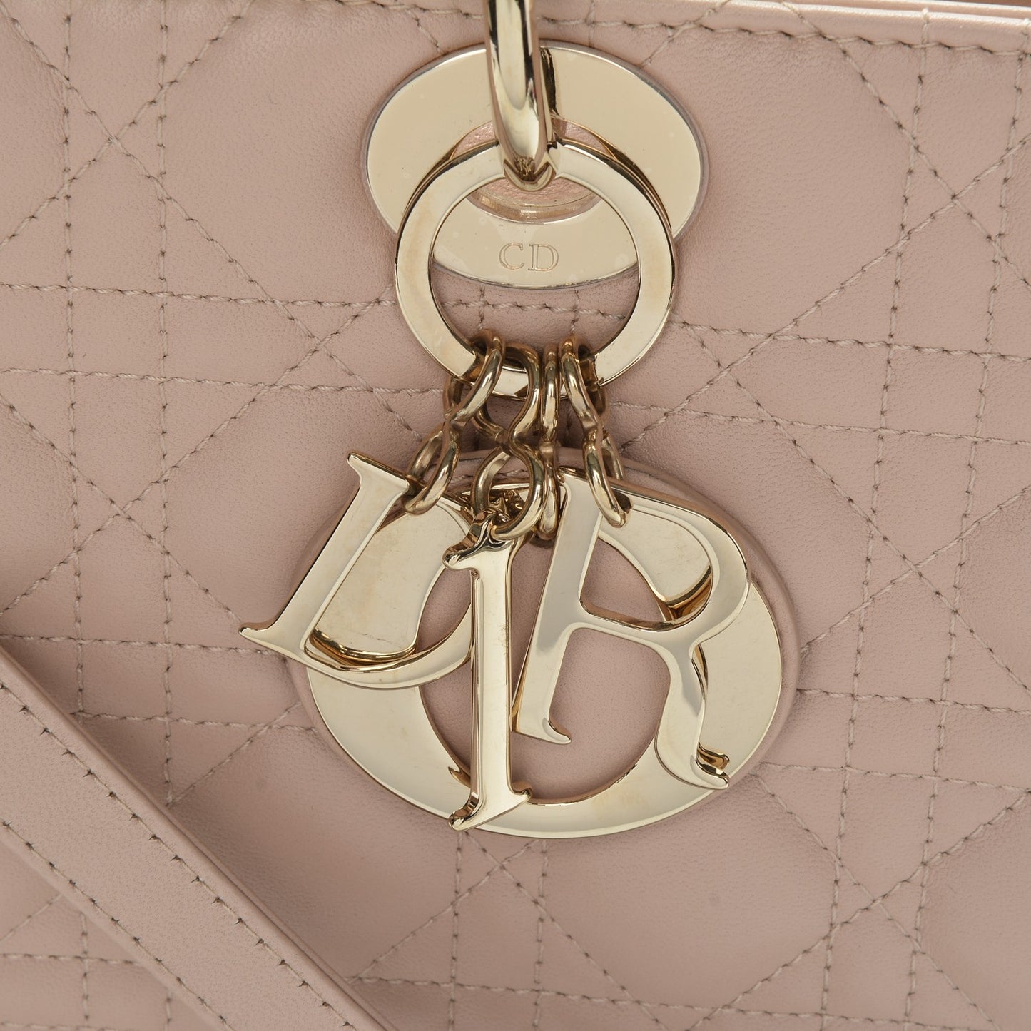 Lambskin Cannage Large Lady Dior Rose Poudre