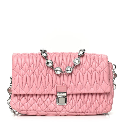 Miu Miu Nappa Matelasse Crystal Shoulder Bag Rosa 1 of 8