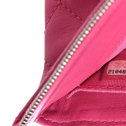 Chanel Lambskin Quilted Large Zipped Clutch Pink 7 of 9