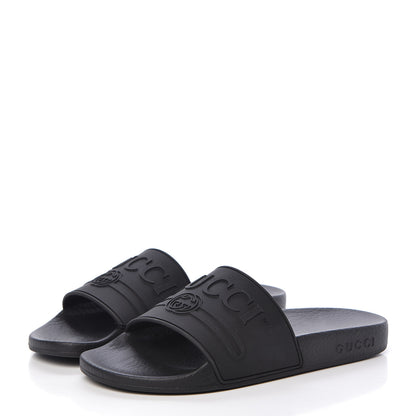 Gucci Rubber Womens Logo Slide Sandals 36 Black 3 of 9