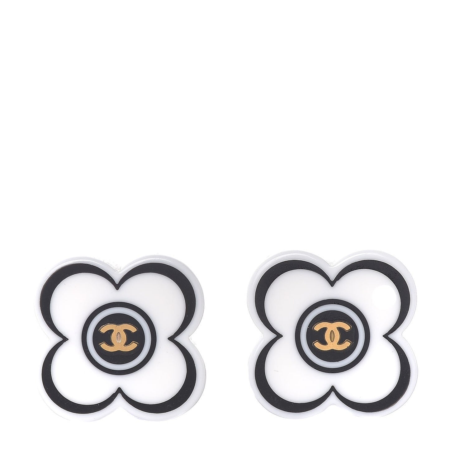 Resin Flower CC Clip On Earrings White