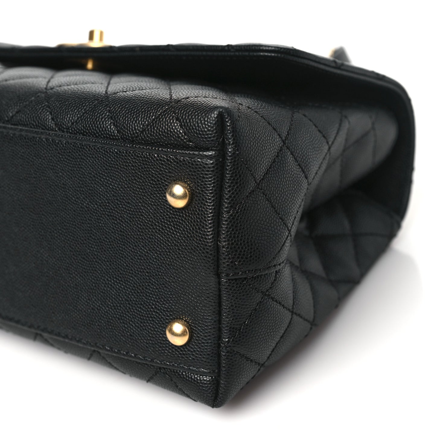 Caviar Quilted Small Coco Chain Handle Flap Black