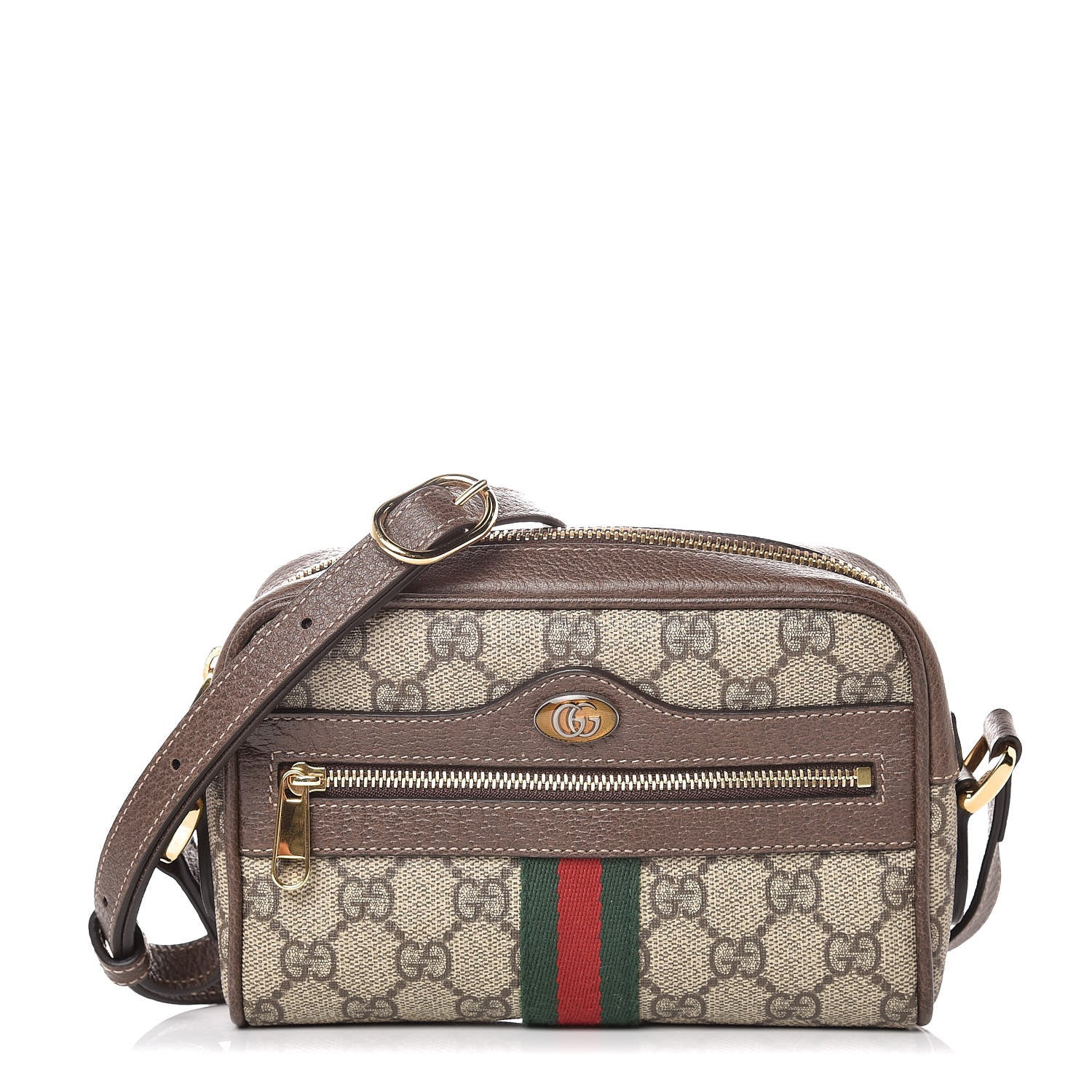 Gucci GG Supreme Monogram Web Mini Ophidia Shoulder Bag Brown 1 of 8