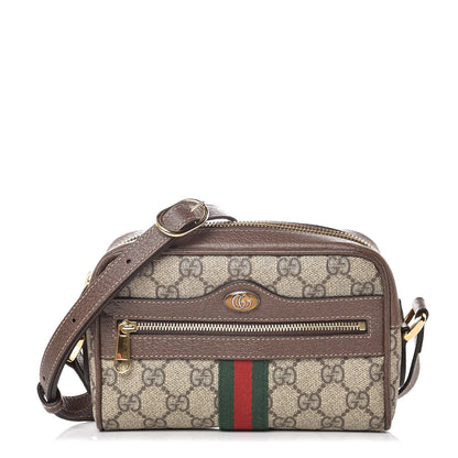 Gucci GG Supreme Monogram Web Mini Ophidia Shoulder Bag Brown 1 of 8