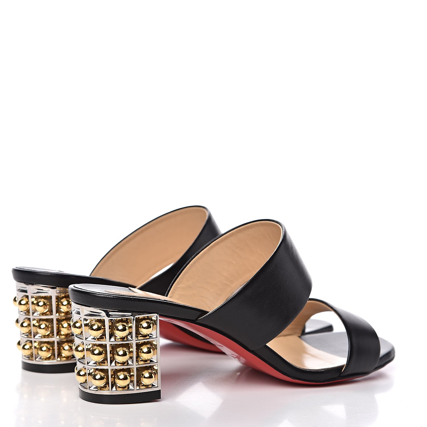 Christian Louboutin Nappa Vasa Opticat 55 Slide Sandals 37.5 Black Gold 4 of 11
