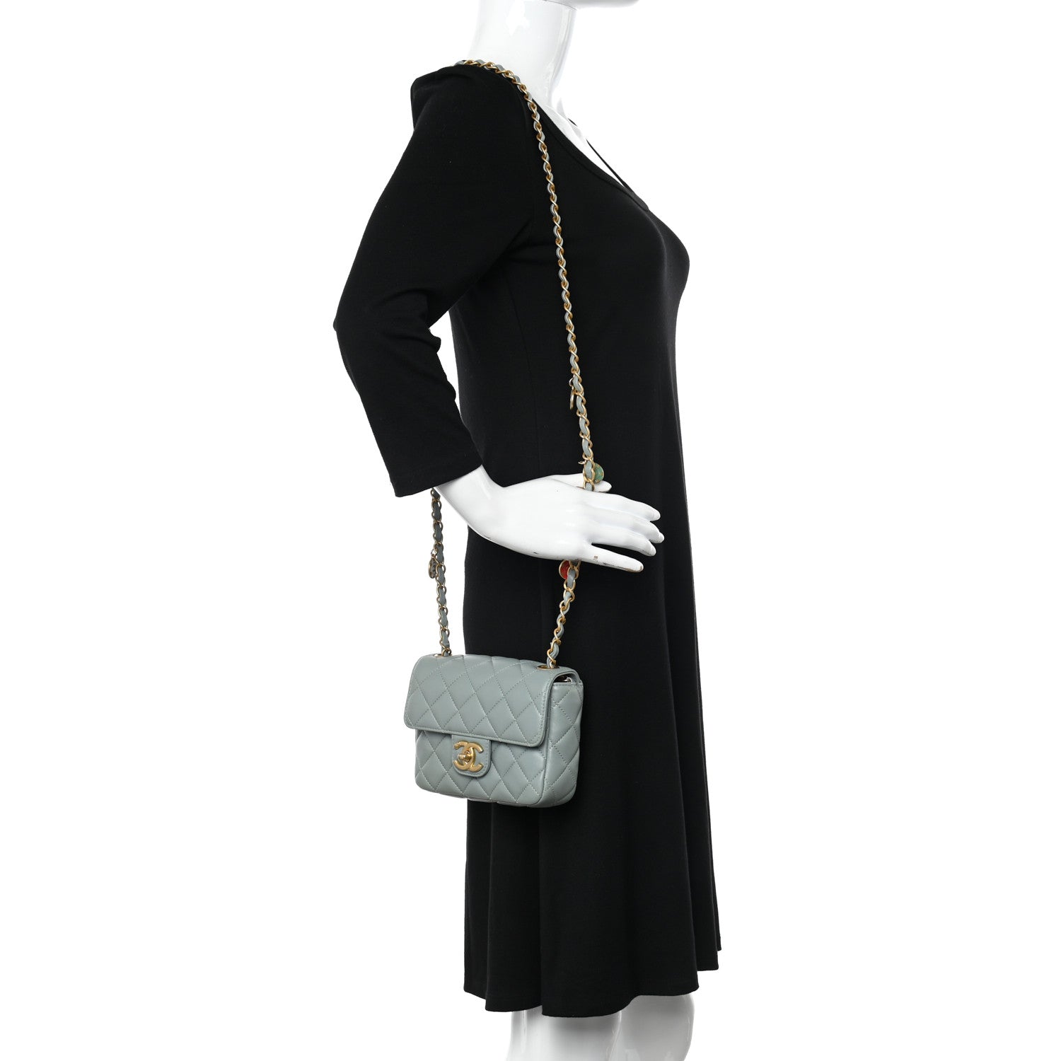 Chanel Lambskin Quilted Casino Chips Mini Square Flap Grey 2 of 13