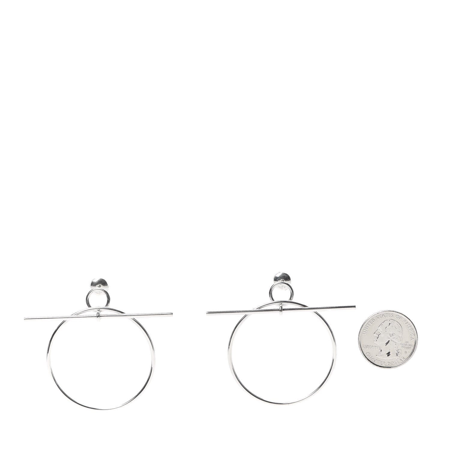 Hermes Sterling Silver MM Loop Earrings 2 of 5