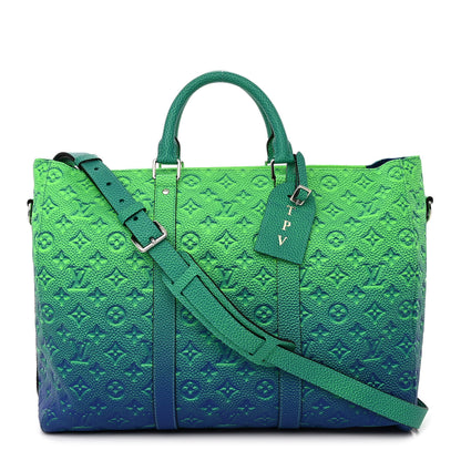 Louis Vuitton Taurillon Illusion Keepall Tote Bleu Vert 1 of 10