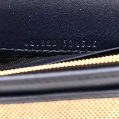 Gucci Vintage Rice Canvas Plutone Calfskin Small Horsebit 1955 Wallet On Chain Beige Blue 7 of 9