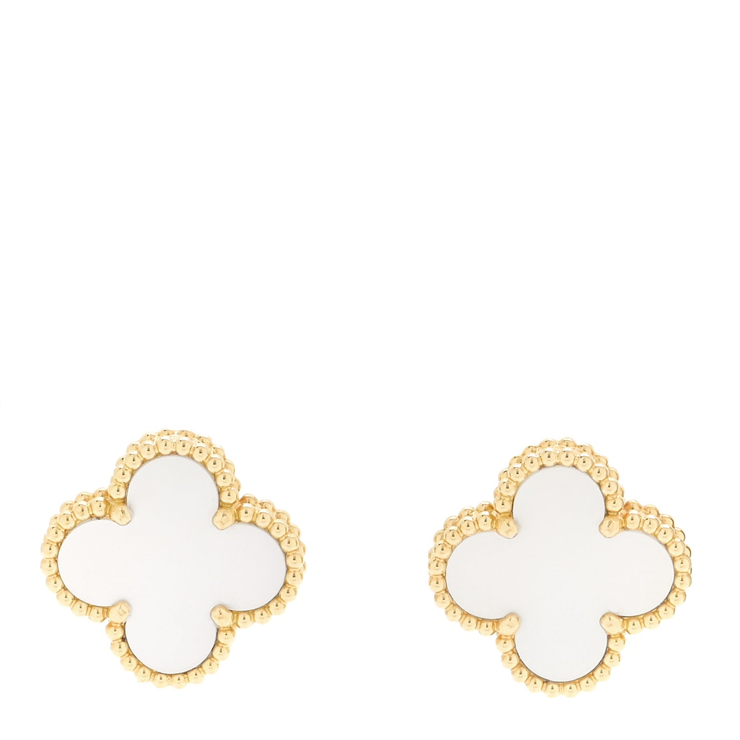 18K Yellow Gold Mother of Pearl Vintage Alhambra Earrings