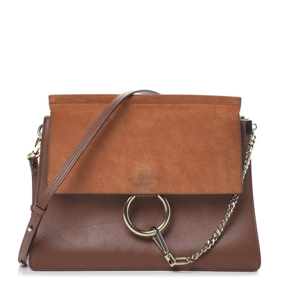 Chloe Suede Calfskin Medium Faye Shoulder Bag Tobacco 1 of 15