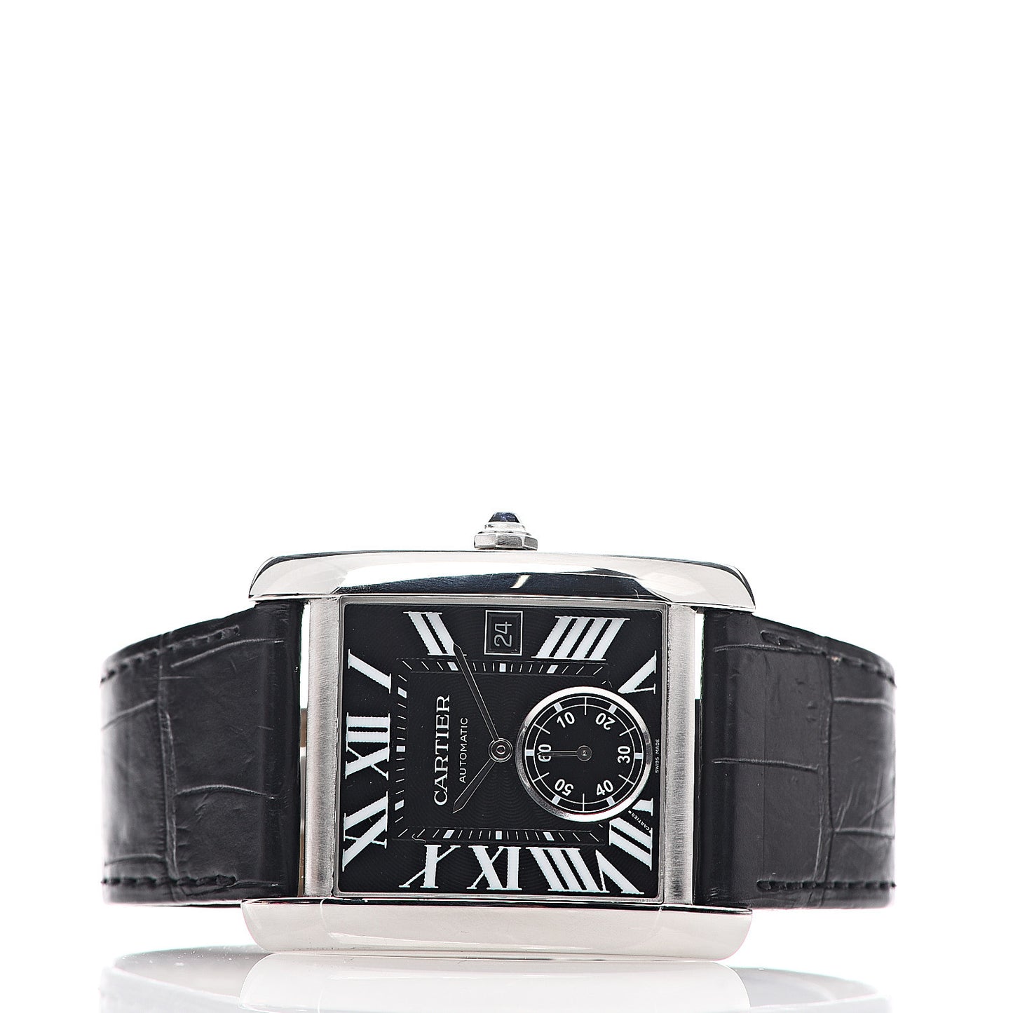 Stainless Steel Alligator 34mm Tank MC Automatic Watch Black