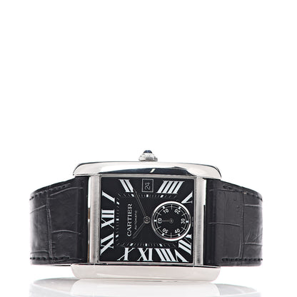 Cartier Stainless Steel Alligator 34mm Tank MC Automatic Watch Black 2 of 7