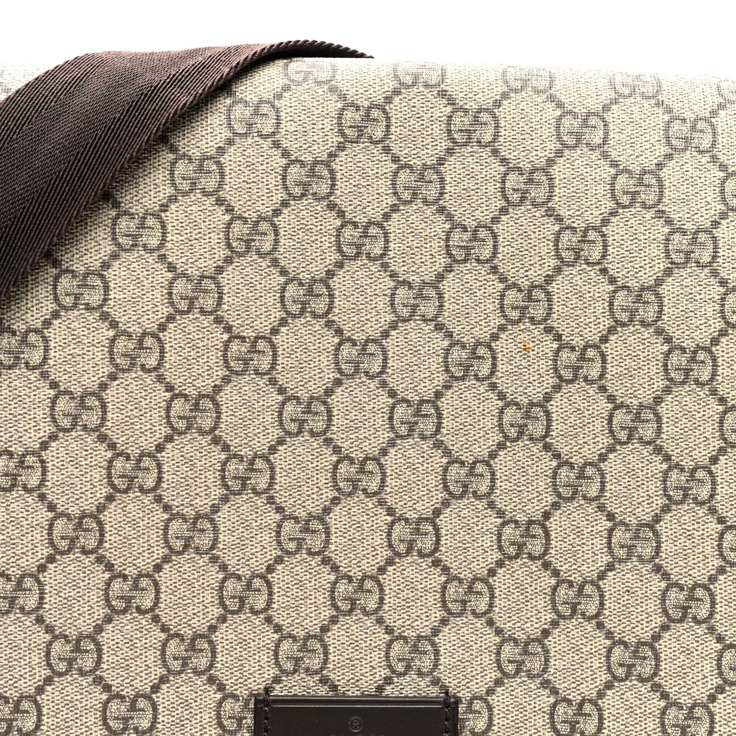 GG Supreme Monogram Selleria Calfskin Messenger Diaper Bag Beige Ebony Cocoa Dark Chocolate