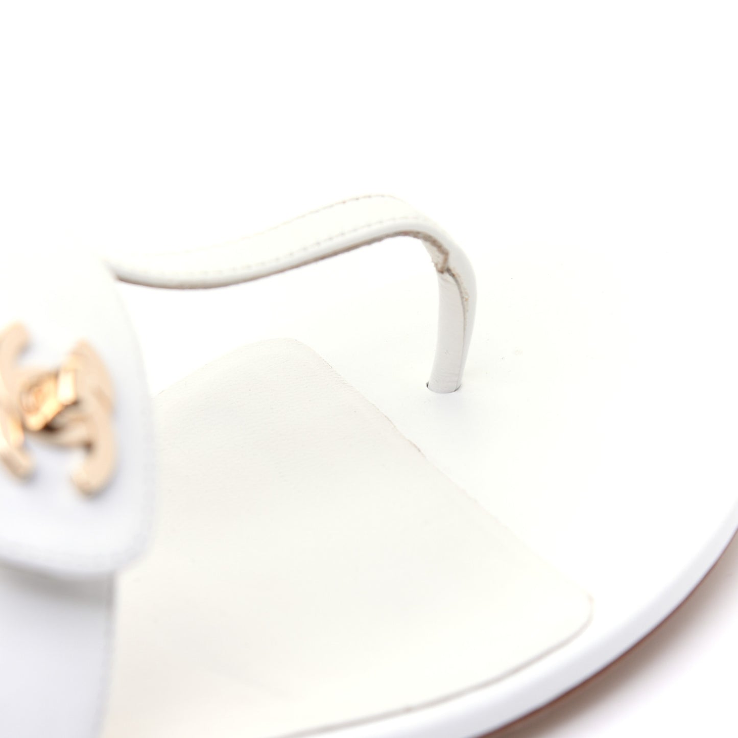 Lambskin CC Thong Sandals 37 White