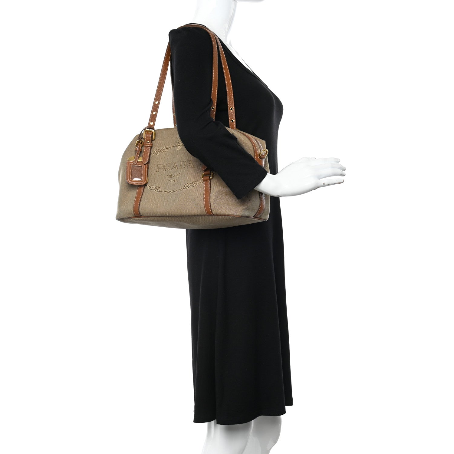 Prada Jacquard Logo Tote Brown 2 of 15