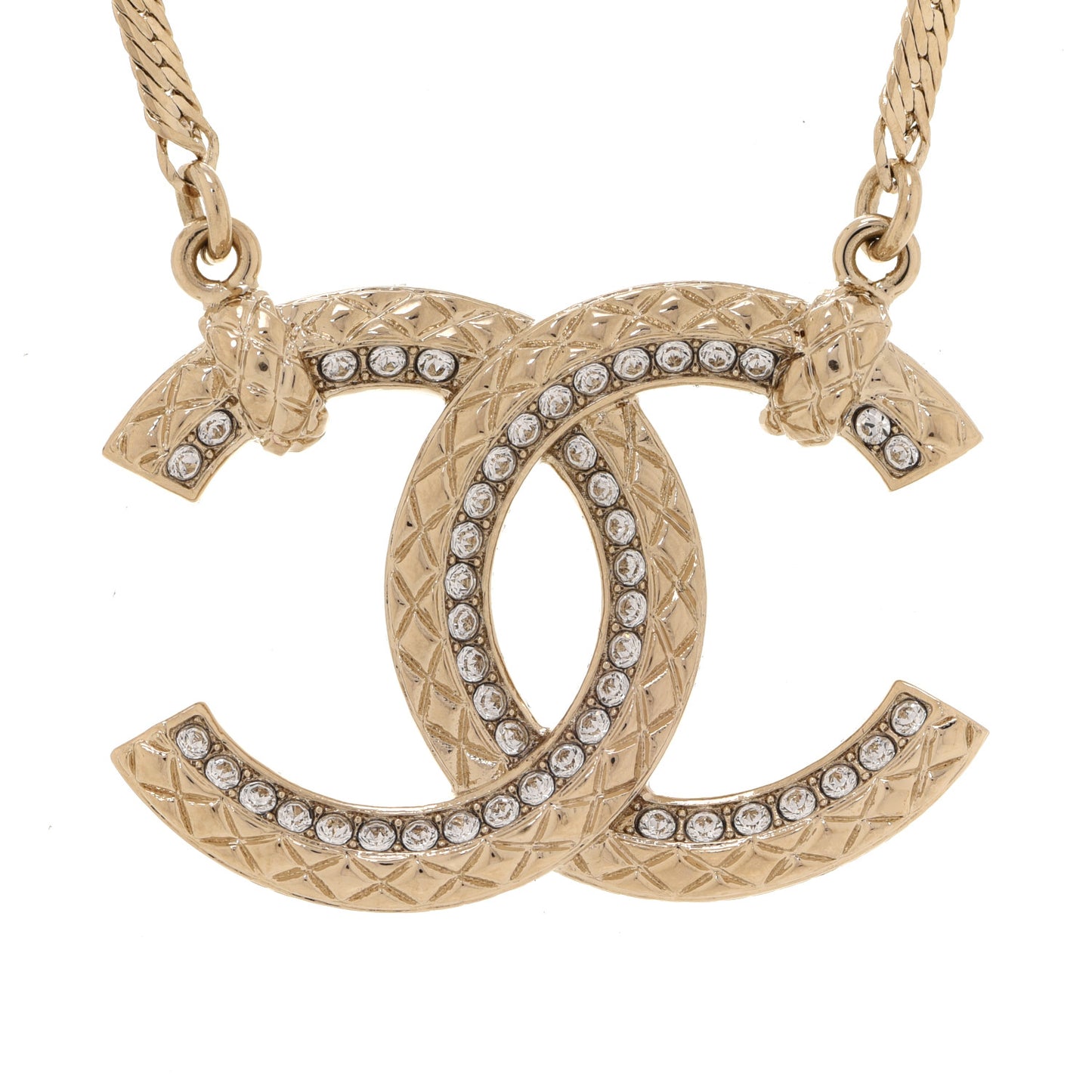 Crystal CC Chain Necklace Gold