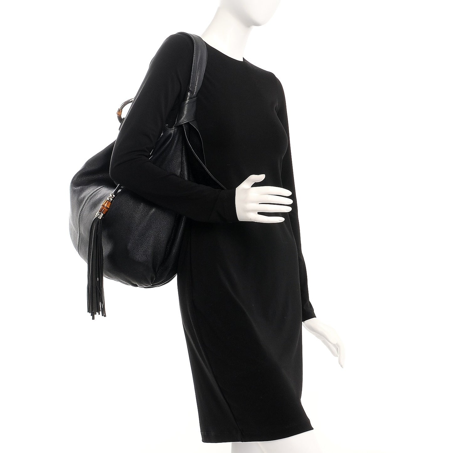 Pebbled Calfskin Medium Jungle Hobo Black