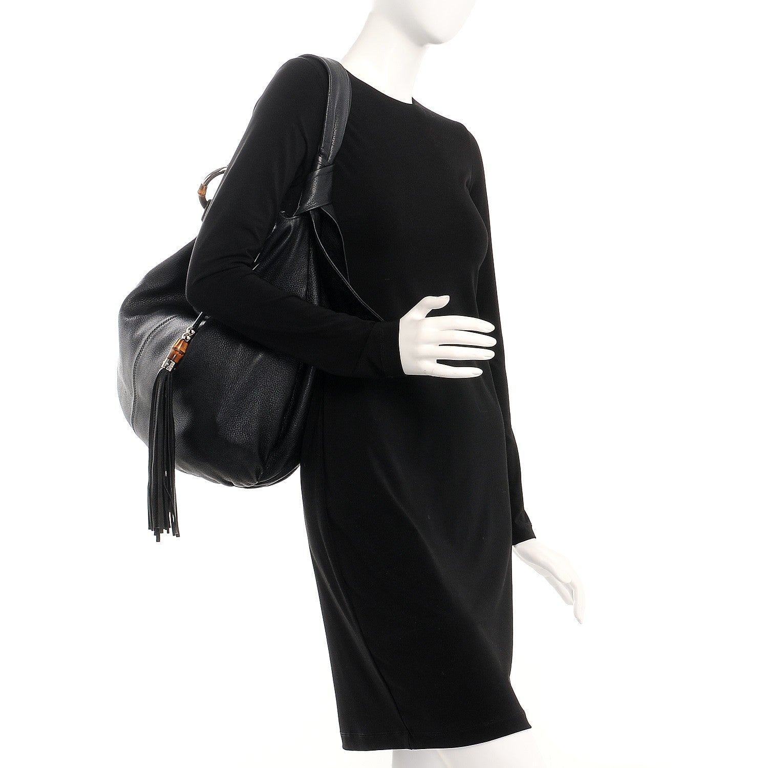 Gucci Pebbled Calfskin Medium Jungle Hobo Black 2 of 8