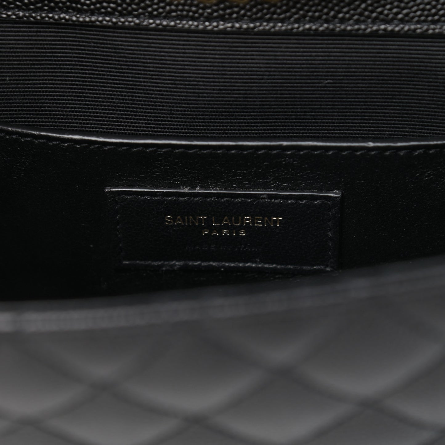 Grain De Poudre Textured Mixed Matelasse Triquilt Small Monogram Satchel Black