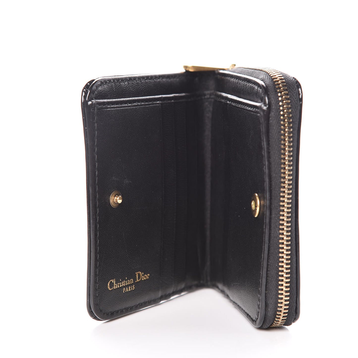 Patent Studded Diorama Small Wallet Black