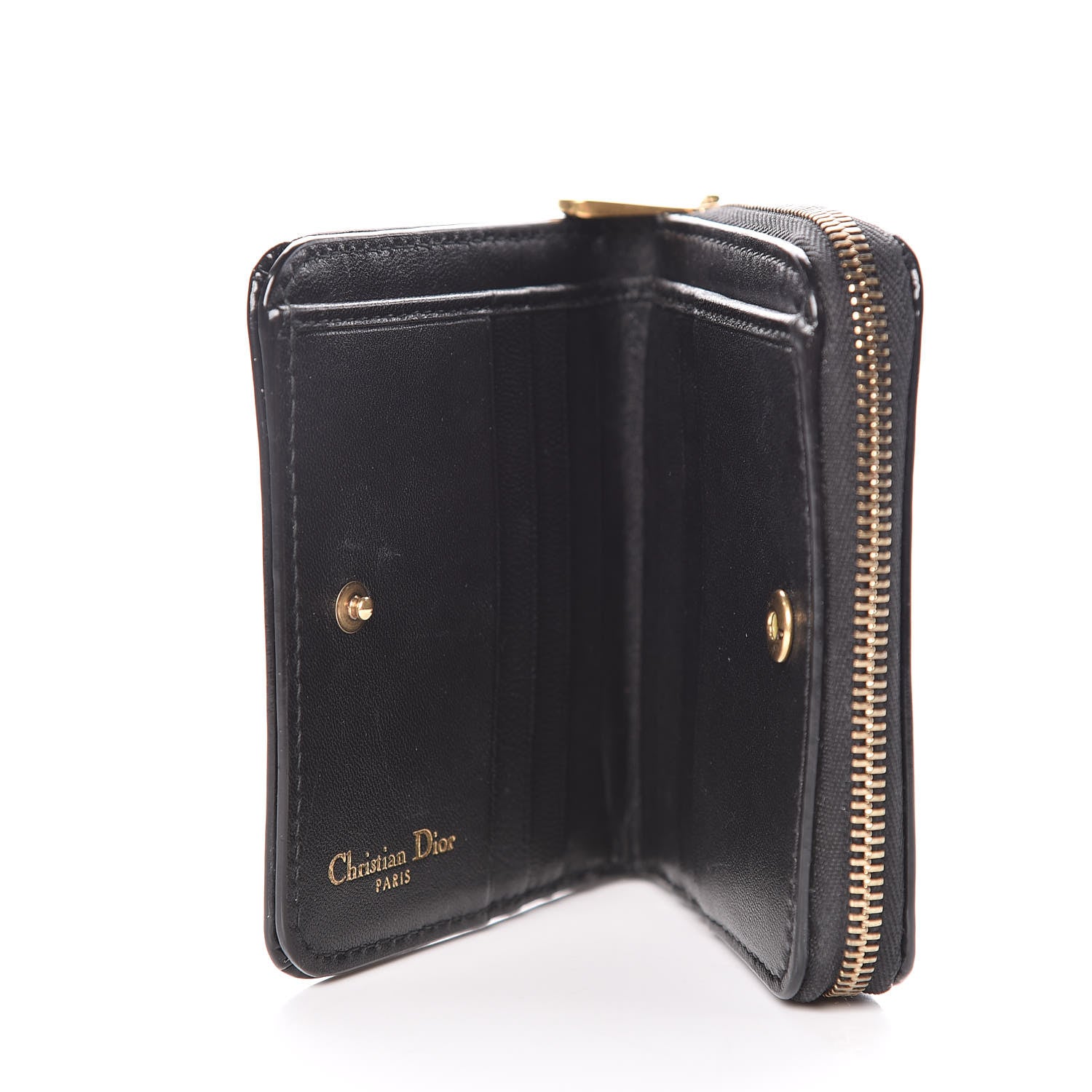 Christian Dior Patent Studded Diorama Small Wallet Black 7 of 11