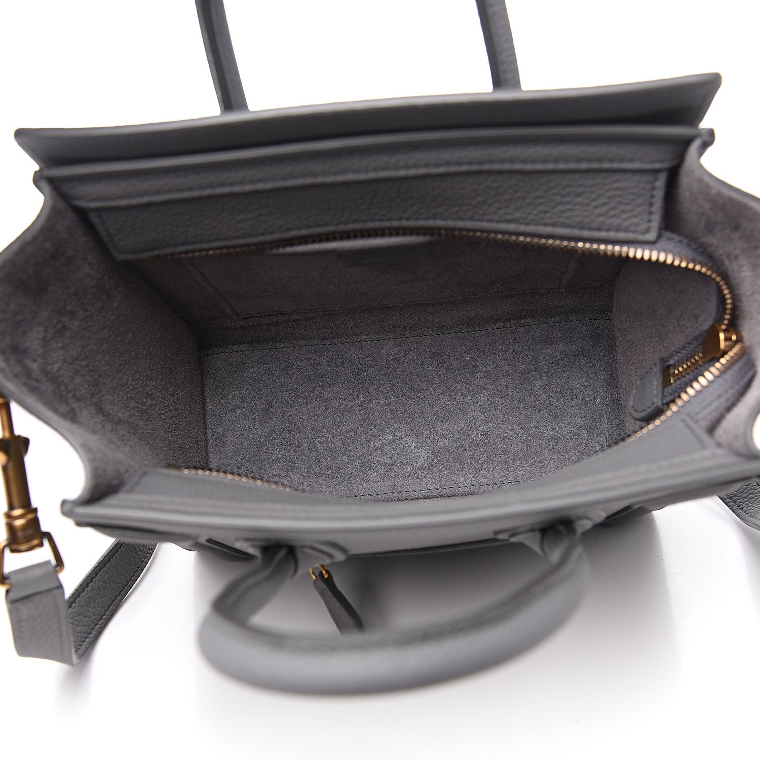 Celine Drummed Calfskin Nano Luggage Kohl 4 of 10