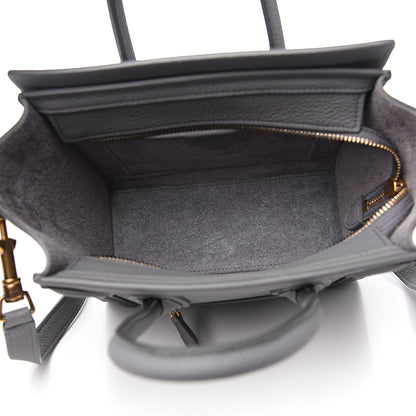 Celine Drummed Calfskin Nano Luggage Kohl 4 of 10