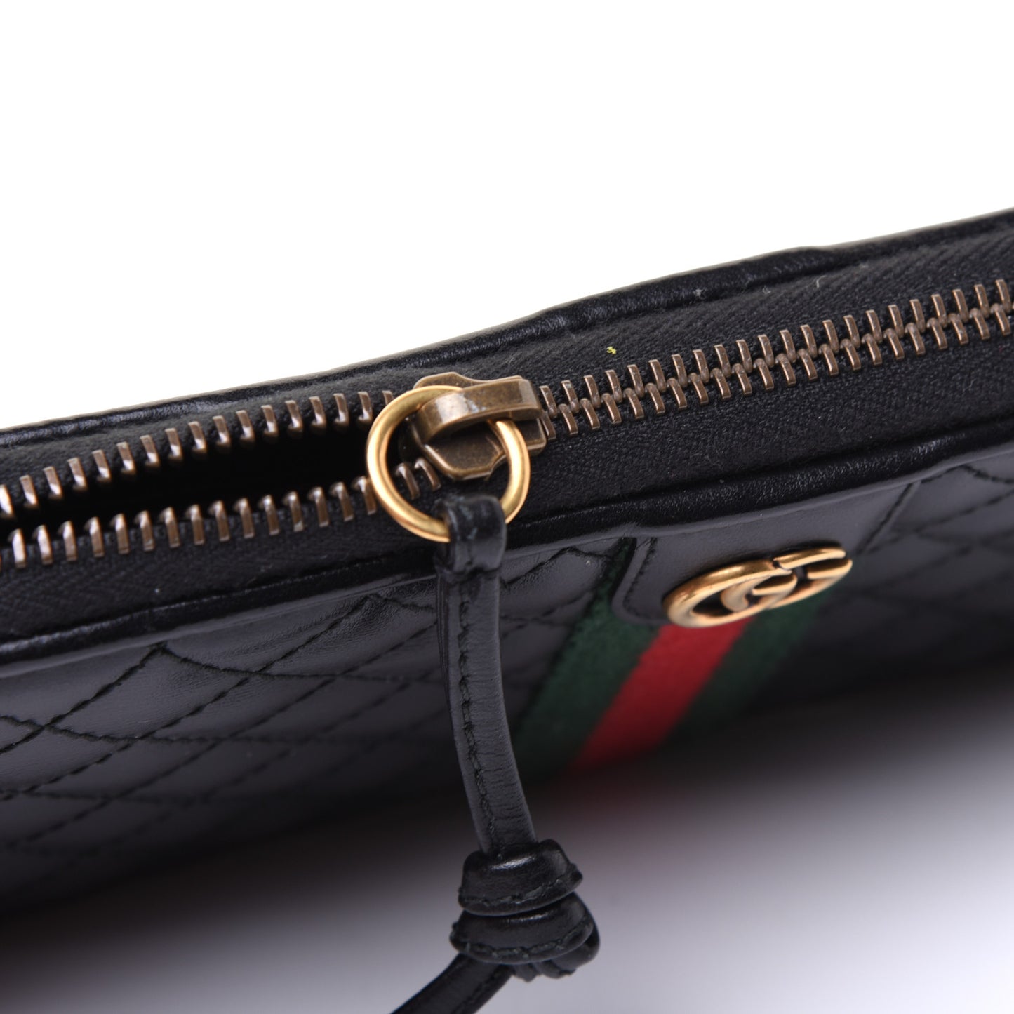 Calfskin Web Trapuntata GG Zip Around Wallet Black