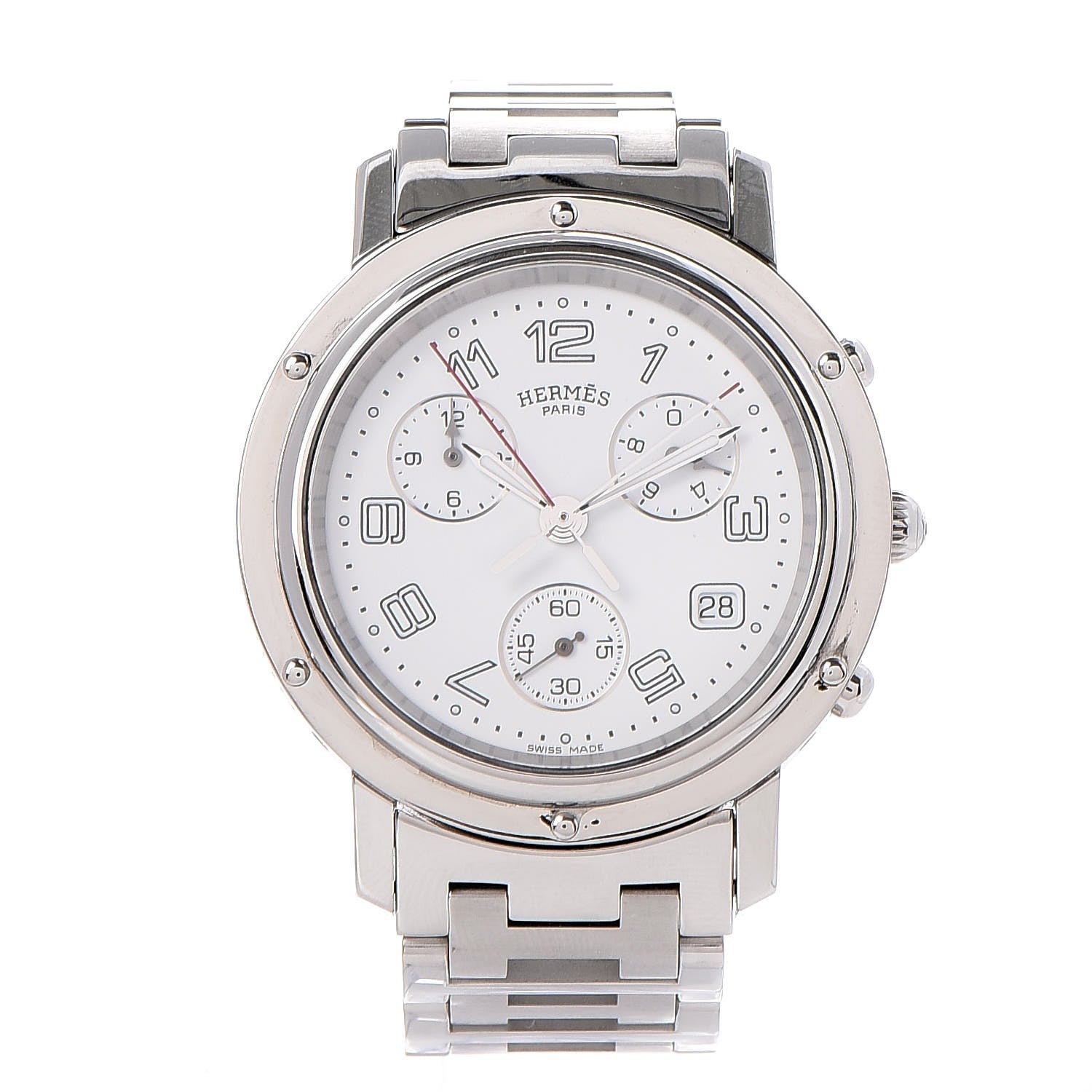 Hermes Stainless Steel 38mm Clipper Chronograph Quartz Watch 1 of 11